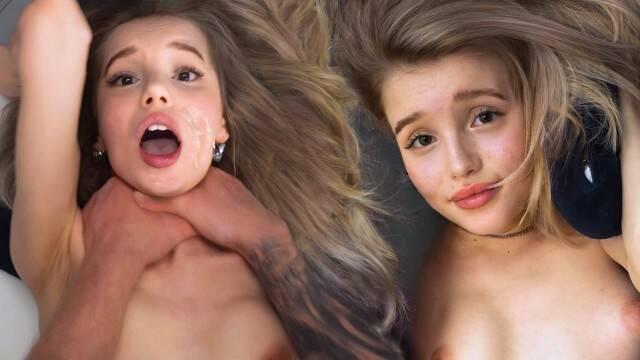 Страстно оттрахал худую блондинку и спустил в рот